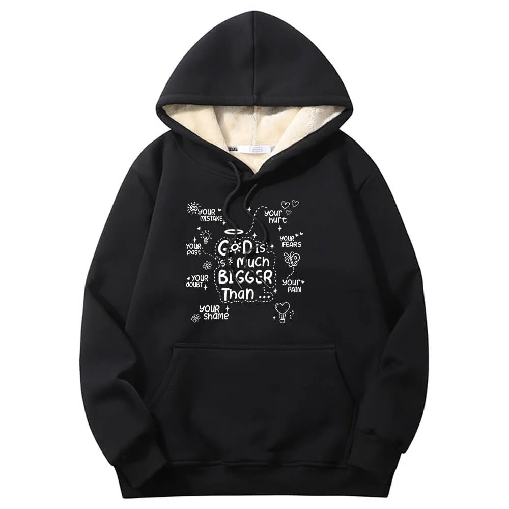 God Is Much Bigger Than Crew Collar Fleece Sherpa Hoodie sold by GTHIC