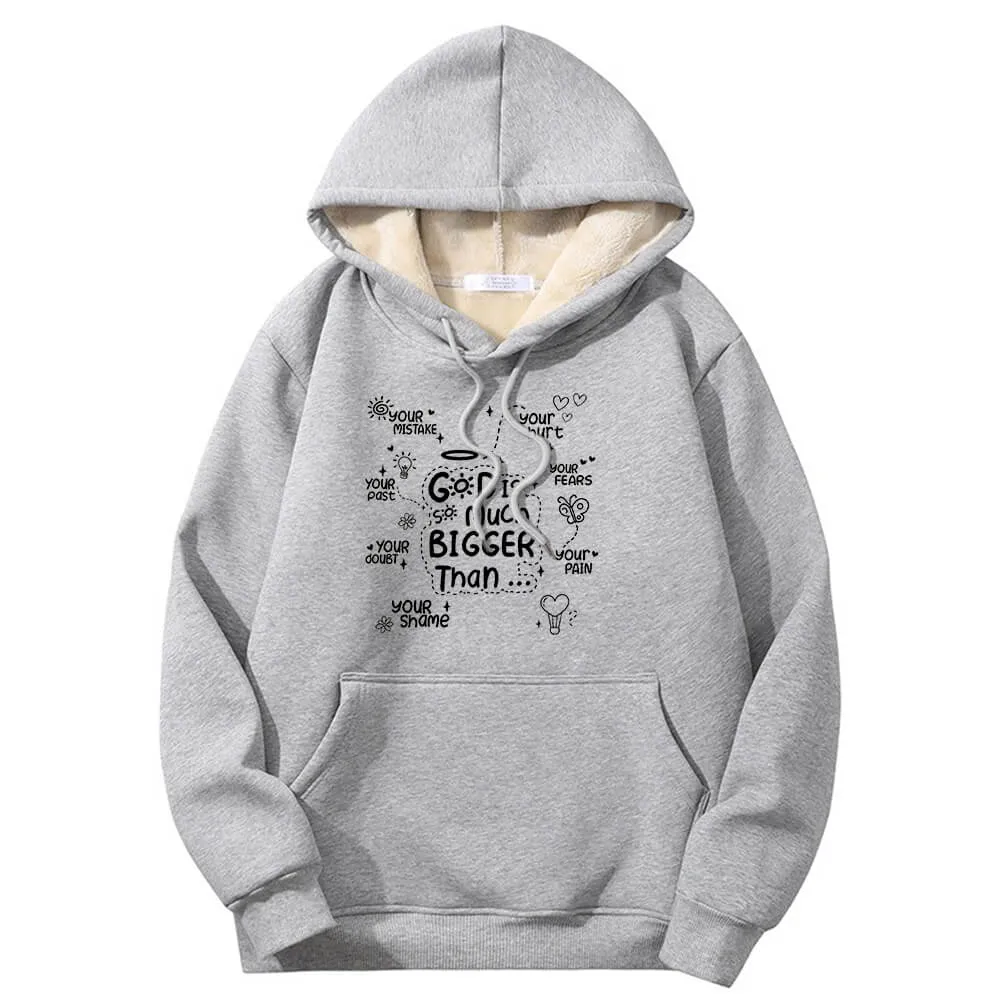 God Is Much Bigger Than Crew Collar Fleece Sherpa Hoodie sold by GTHIC product image thumbnail 3