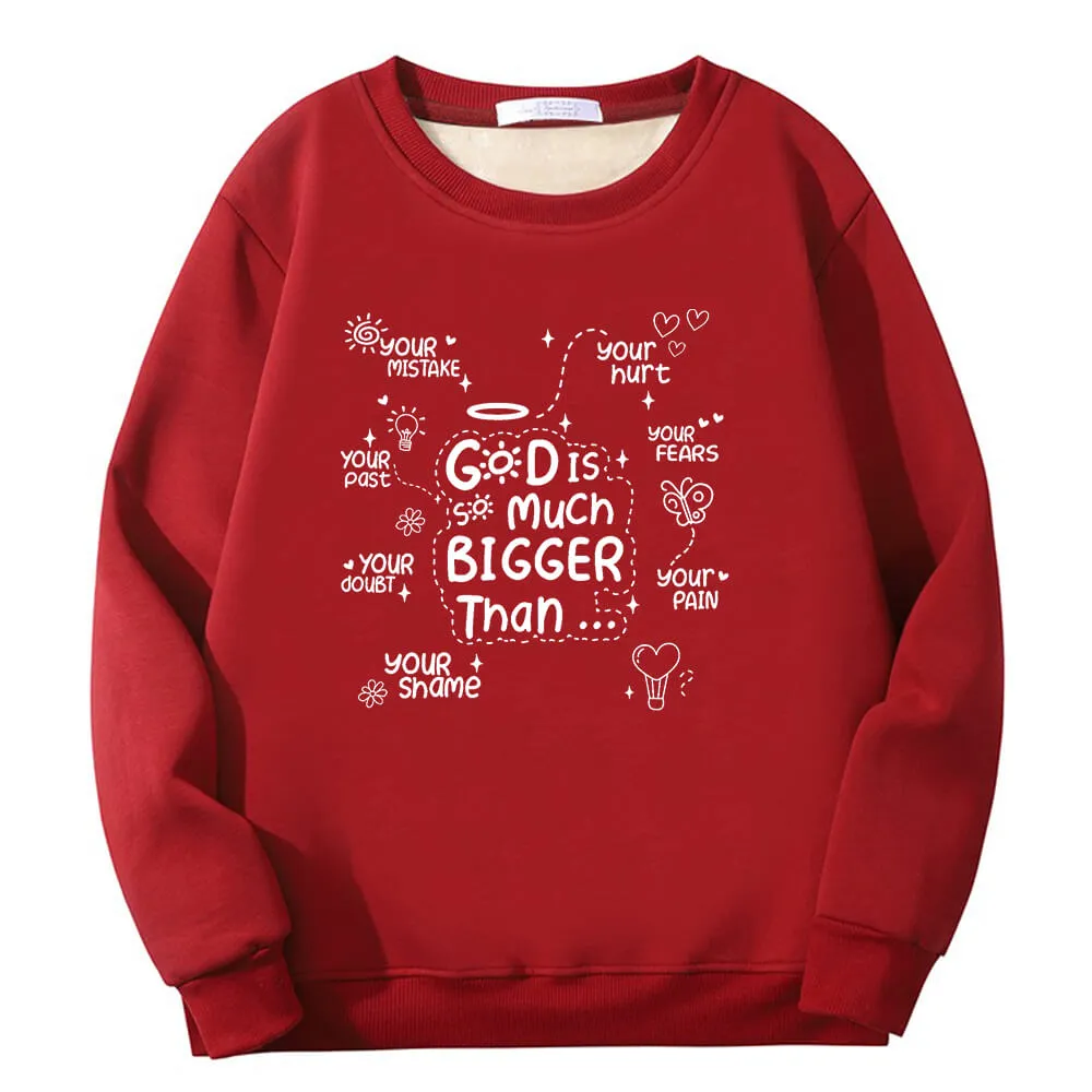 God Is Much Bigger Than Crew Collar Fleece Sherpa Sweatshirt sold by GTHIC product image thumbnail 2
