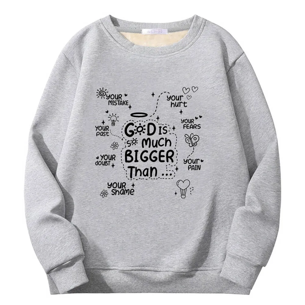 God Is Much Bigger Than Crew Collar Fleece Sherpa Sweatshirt sold by GTHIC product image thumbnail 5