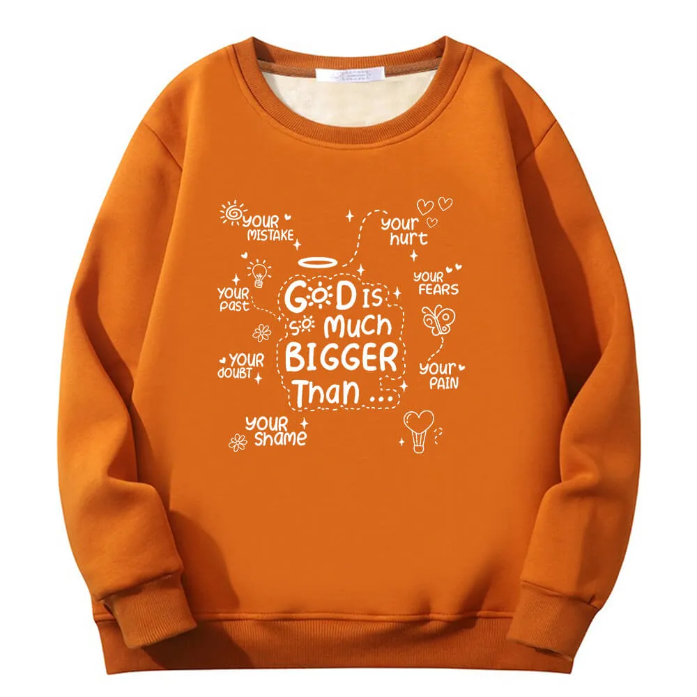 God Is Much Bigger Than Crew Collar Fleece Sherpa Sweatshirt sold by GTHIC product image thumbnail 3