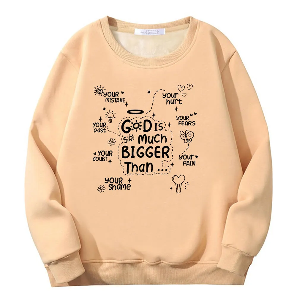 God Is Much Bigger Than Crew Collar Fleece Sherpa Sweatshirt sold by GTHIC product image thumbnail 4