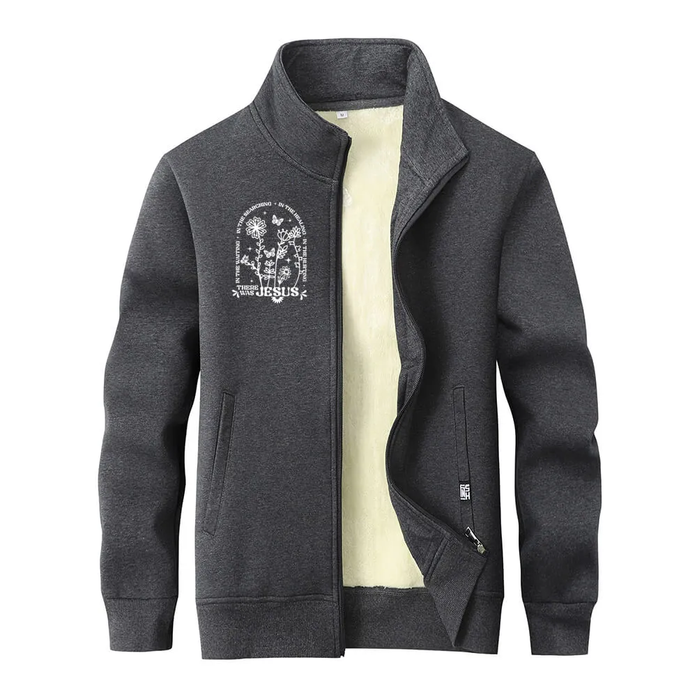 There Was Jesus Flower Stand Collar Zip Fleece Cardigan sold by GTHIC product image thumbnail 3