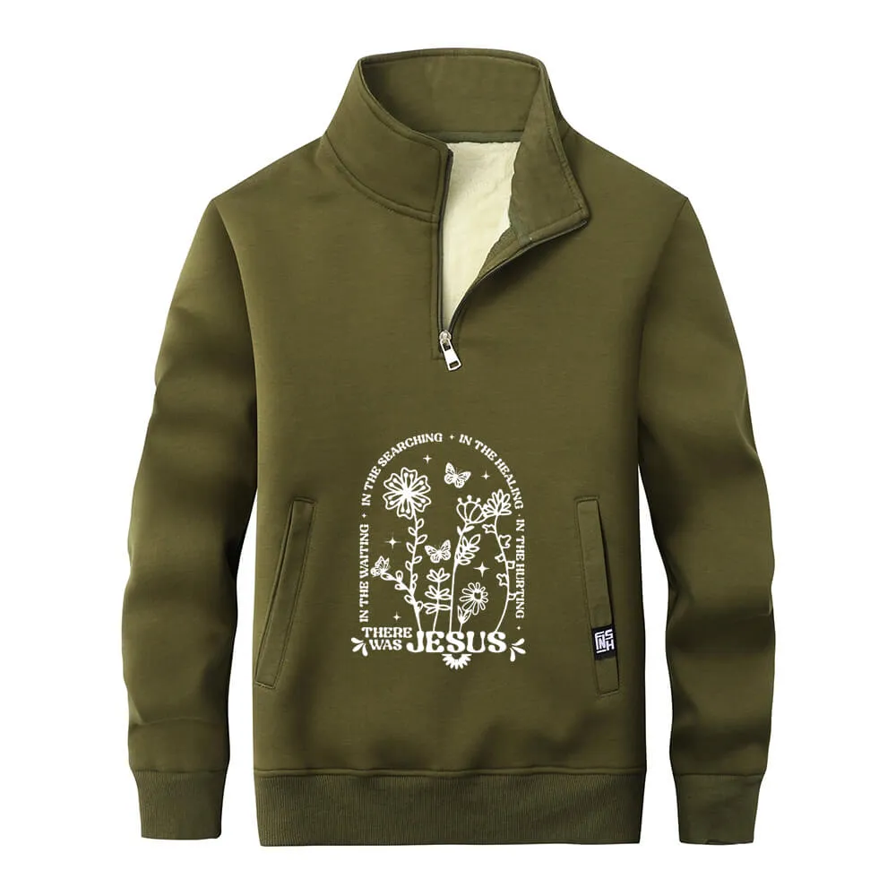 There Was Jesus Flower Stand Collar Zip Fleece Sweatshirt sold by GTHIC product image thumbnail 4