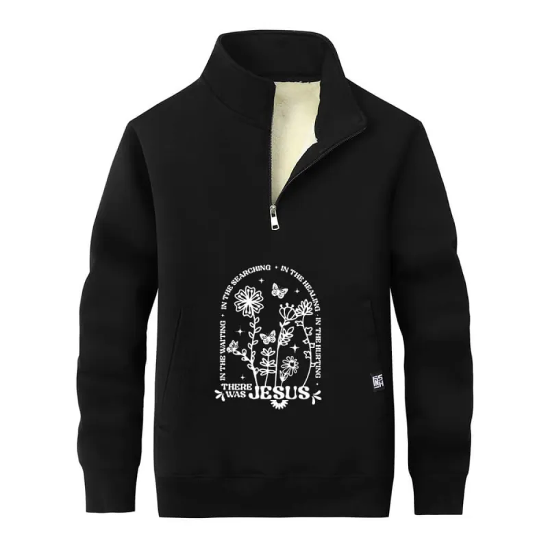 There Was Jesus Flower Stand Collar Zip Fleece Sweatshirt sold by GTHIC