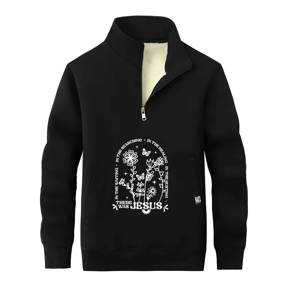 There Was Jesus Flower Stand Collar Zip Fleece Sweatshirt sold by GTHIC