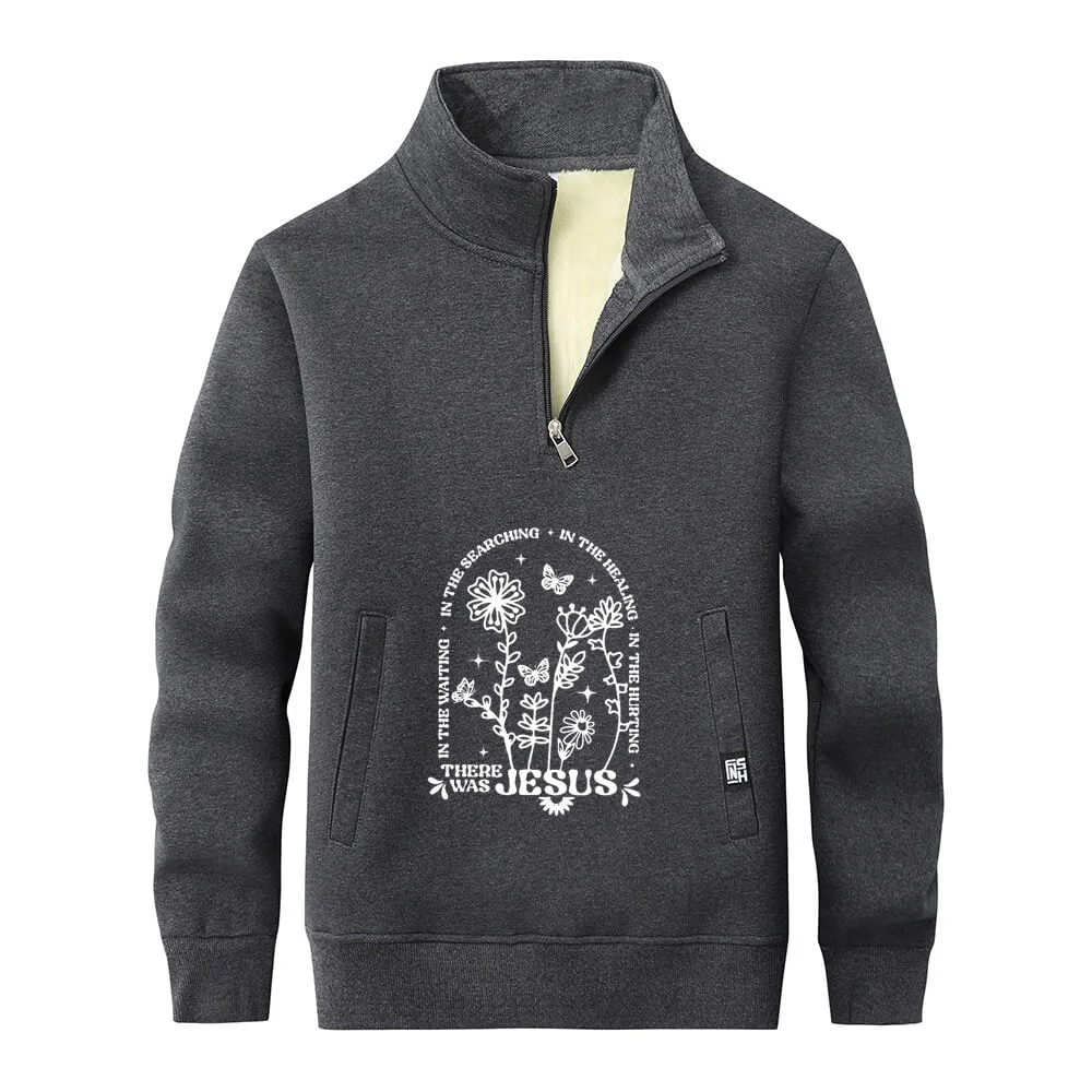 There Was Jesus Flower Stand Collar Zip Fleece Sweatshirt sold by GTHIC product image thumbnail 2