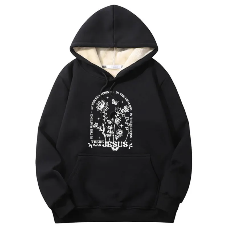 There Was Jesus Flower Crew Collar Fleece Sherpa Hoodie sold by GTHIC