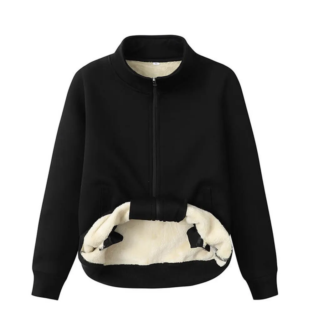Silence Is Golden Fleece Sherpa Stand Collar Zip Cardigan sold by GTHIC product image thumbnail 5