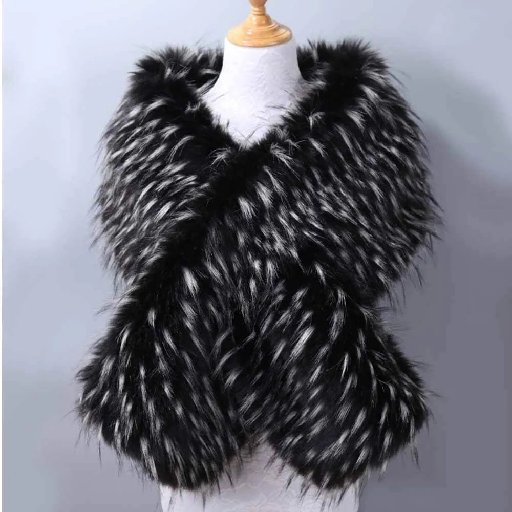 Women's Faux Fur Evening Dress Plush Long Shawl sold by GTHIC