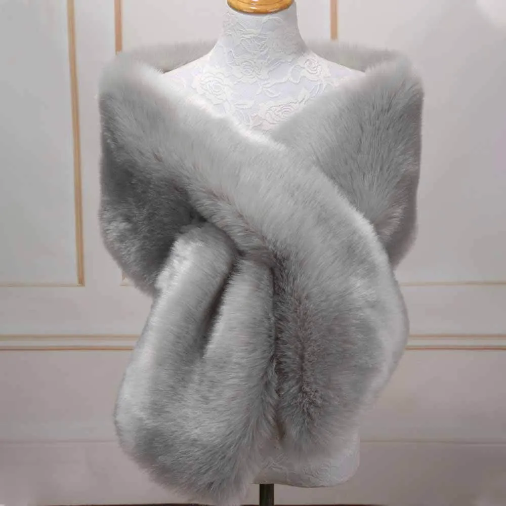 Women's Faux Fur Evening Dress Plush Long Shawl sold by GTHIC product image thumbnail 5