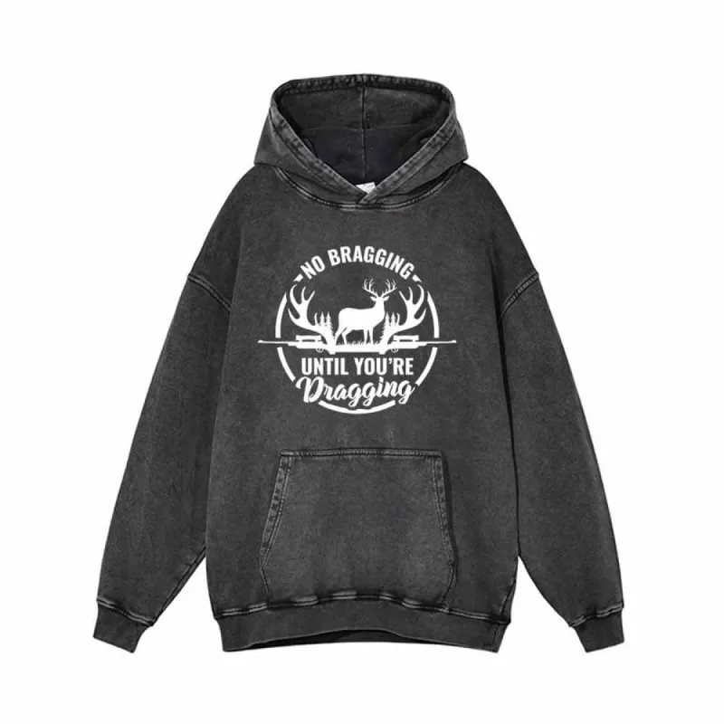 No Bragging Until You’re Dragging Vintage Washed Hoodie sold by GTHIC