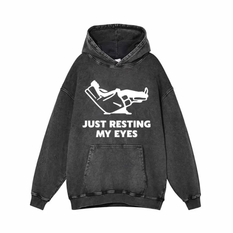 Just Resting My Eyes Vintage Washed Hoodie sold by GTHIC