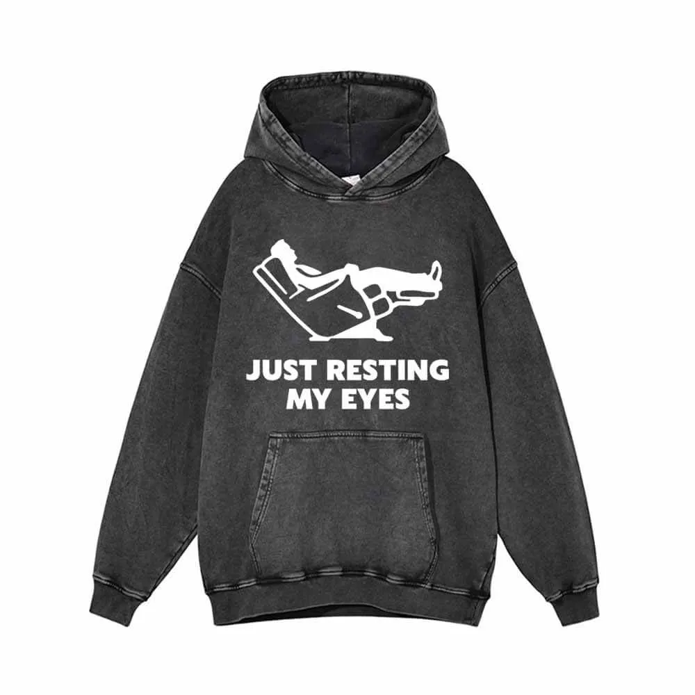 Just Resting My Eyes Vintage Washed Hoodie sold by GTHIC