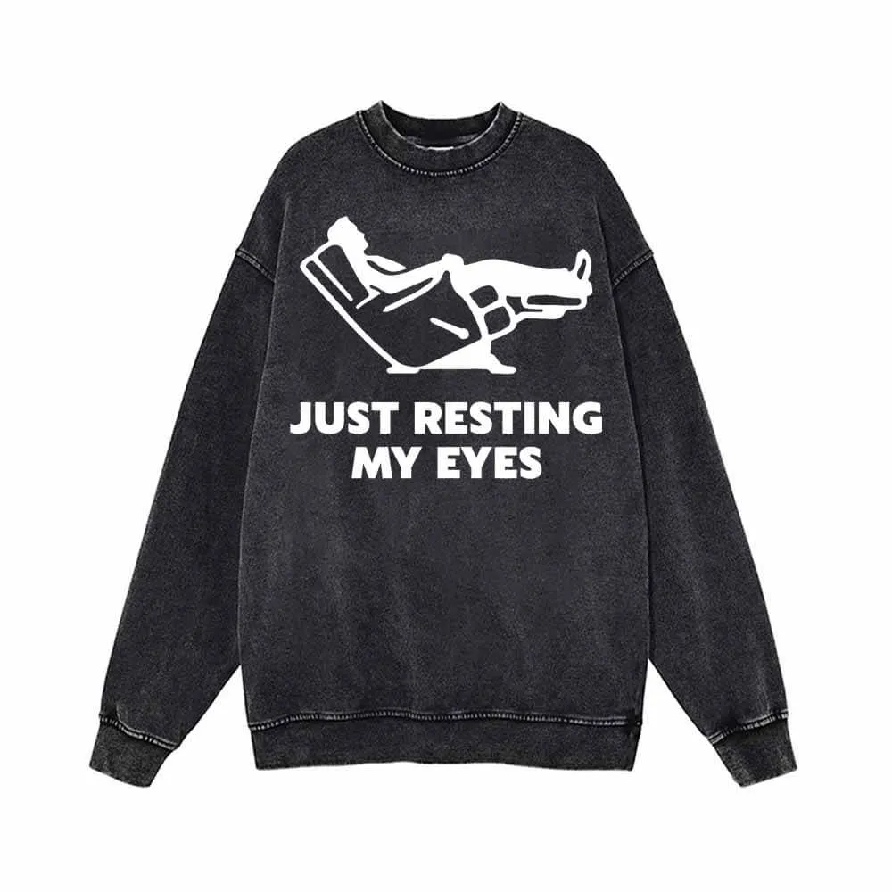 Just Resting My Eyes Vintage Washed Sweatshirt sold by GTHIC