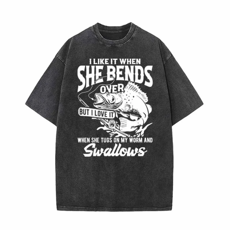 I Like It When She Bends Vintage Washed T-shirt sold by GTHIC