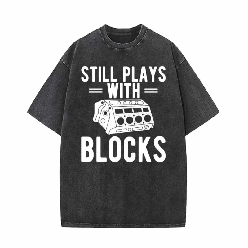 Still Plays With Blocks Vintage Washed T-shirt sold by GTHIC