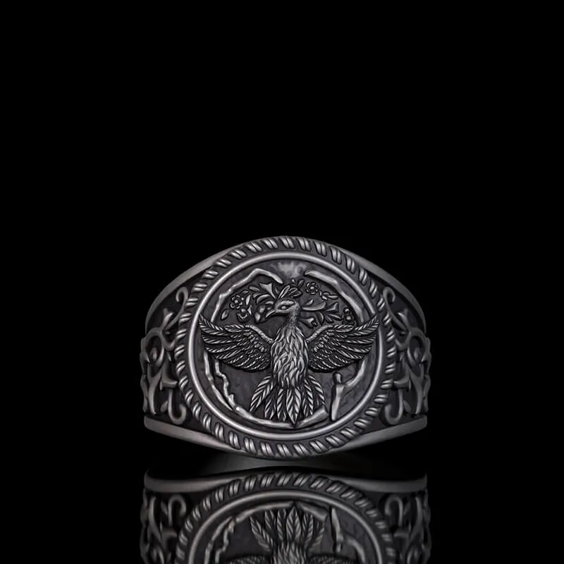 Scrolls Floral Sterling Silver Phoenix Ring sold by GTHIC product image thumbnail 3
