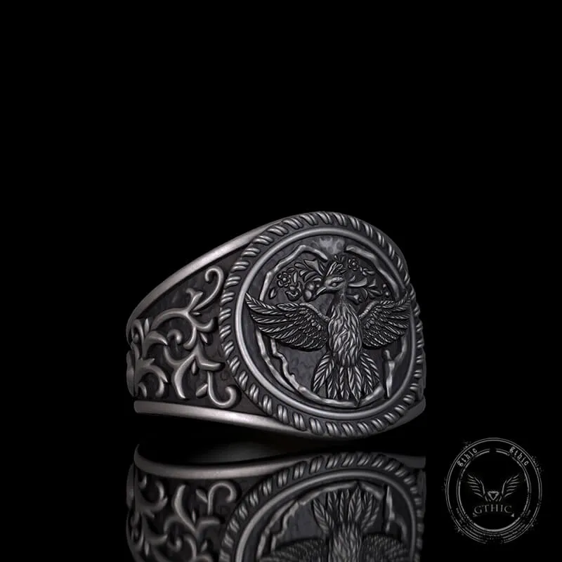 Scrolls Floral Sterling Silver Phoenix Ring sold by GTHIC product image thumbnail 2