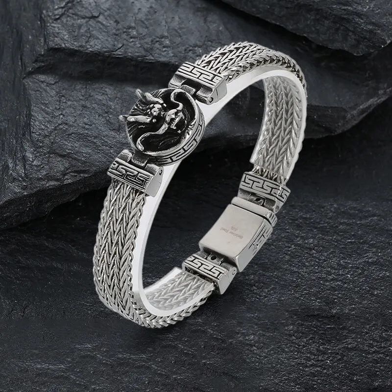 Punk Dragon Head Stitching Stainless Steel Bracelet sold by GTHIC