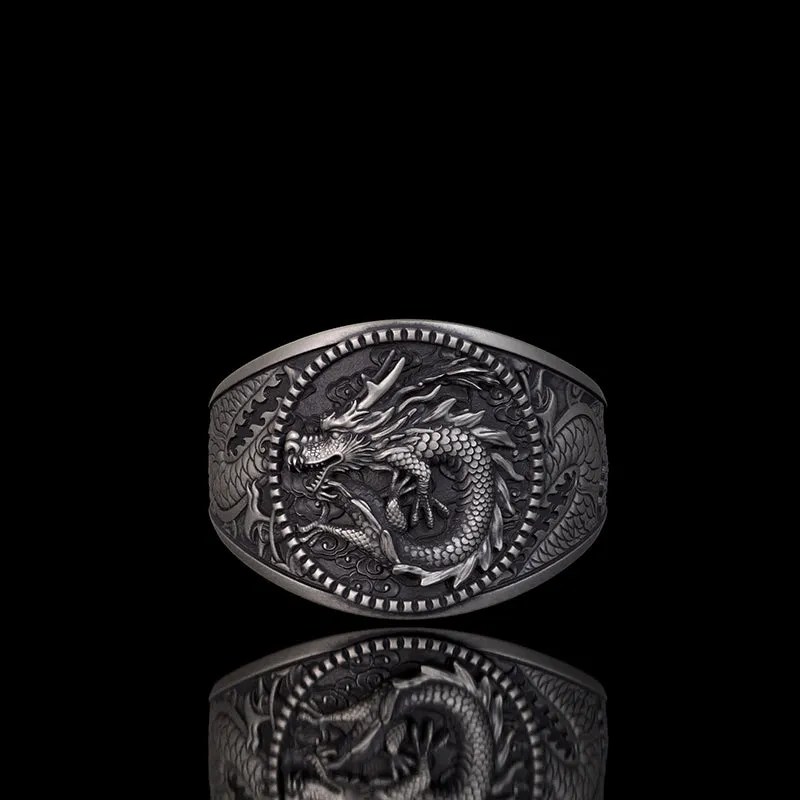 Lucky Cloud Chinese Dragon Sterling Silver Ring sold by GTHIC
