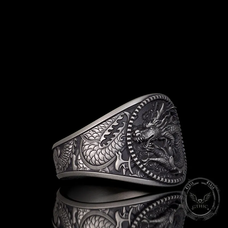 Lucky Cloud Chinese Dragon Sterling Silver Ring sold by GTHIC product image thumbnail 5