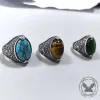 Vintage Turquoise Eagle Pattern Stainless Steel Ring sold by GTHIC