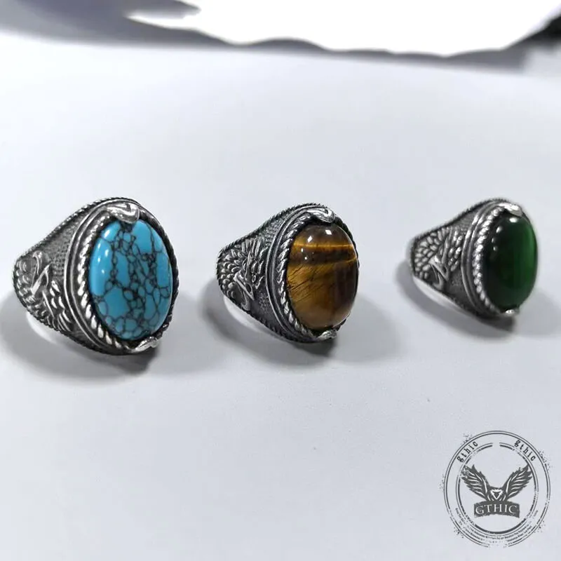 Vintage Turquoise Eagle Pattern Stainless Steel Ring sold by GTHIC product image thumbnail 5