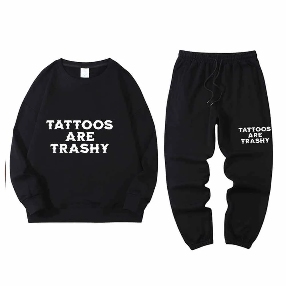 Multicolor Tattoos Are Trashy Crew Collar Sweatshirt Pants Set sold by GTHIC
