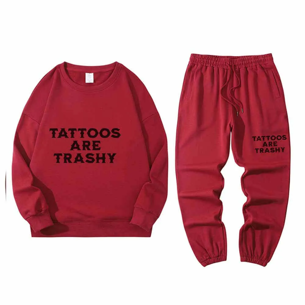 Multicolor Tattoos Are Trashy Crew Collar Sweatshirt Pants Set sold by GTHIC product image thumbnail 2