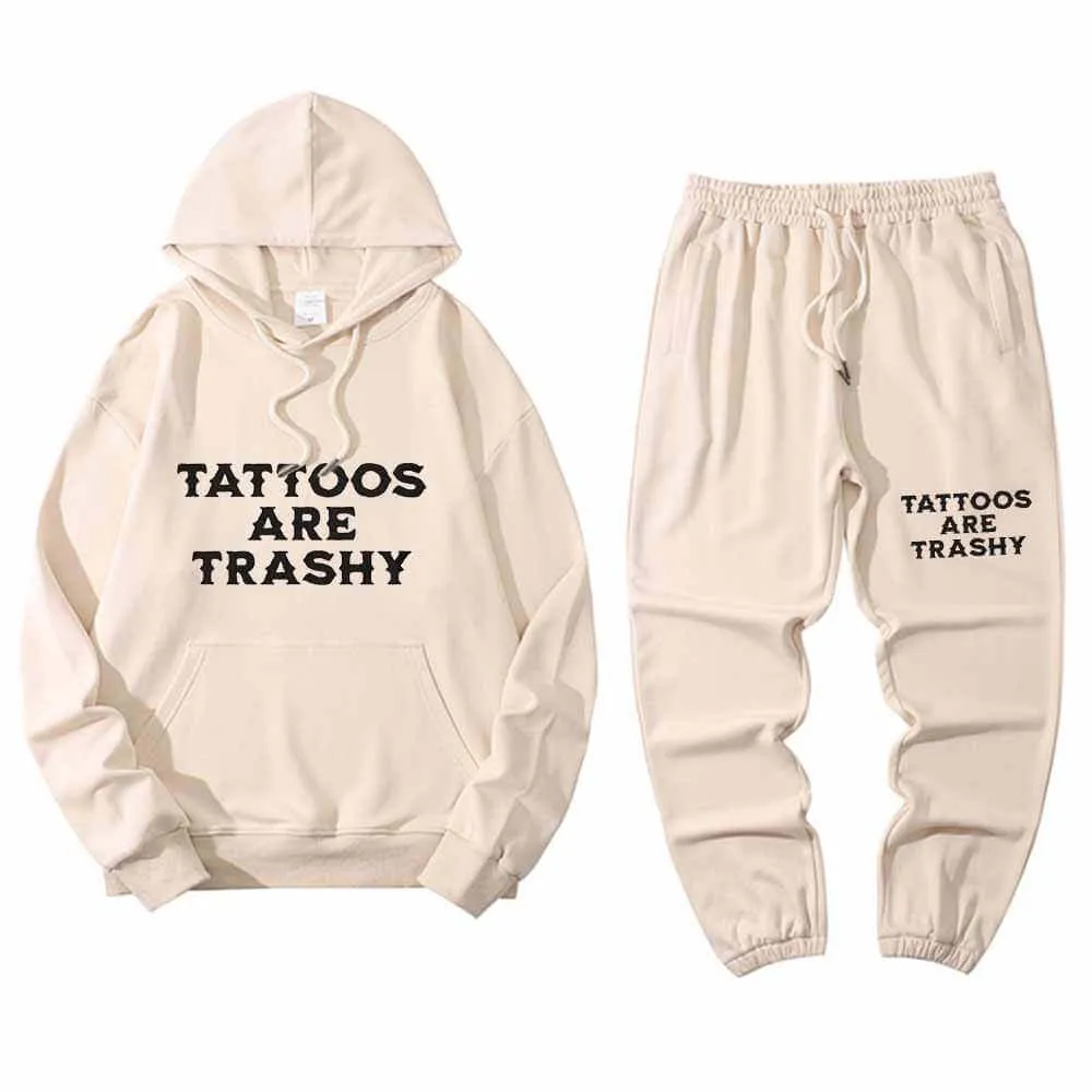 Multicolor Tattoos Are Trashy Crew Collar Hoodie Pants Set sold by GTHIC product image thumbnail 3