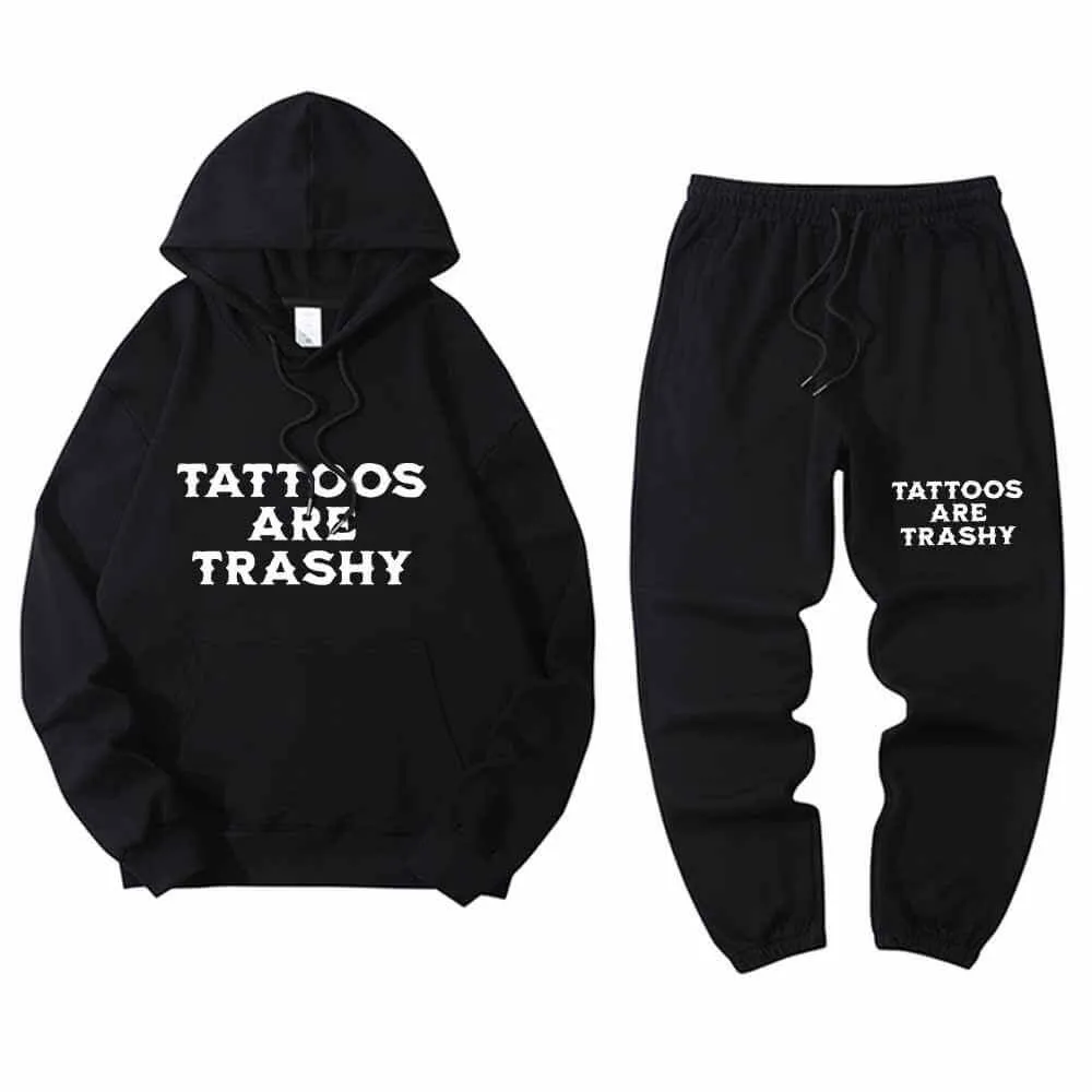 Multicolor Tattoos Are Trashy Crew Collar Hoodie Pants Set sold by GTHIC