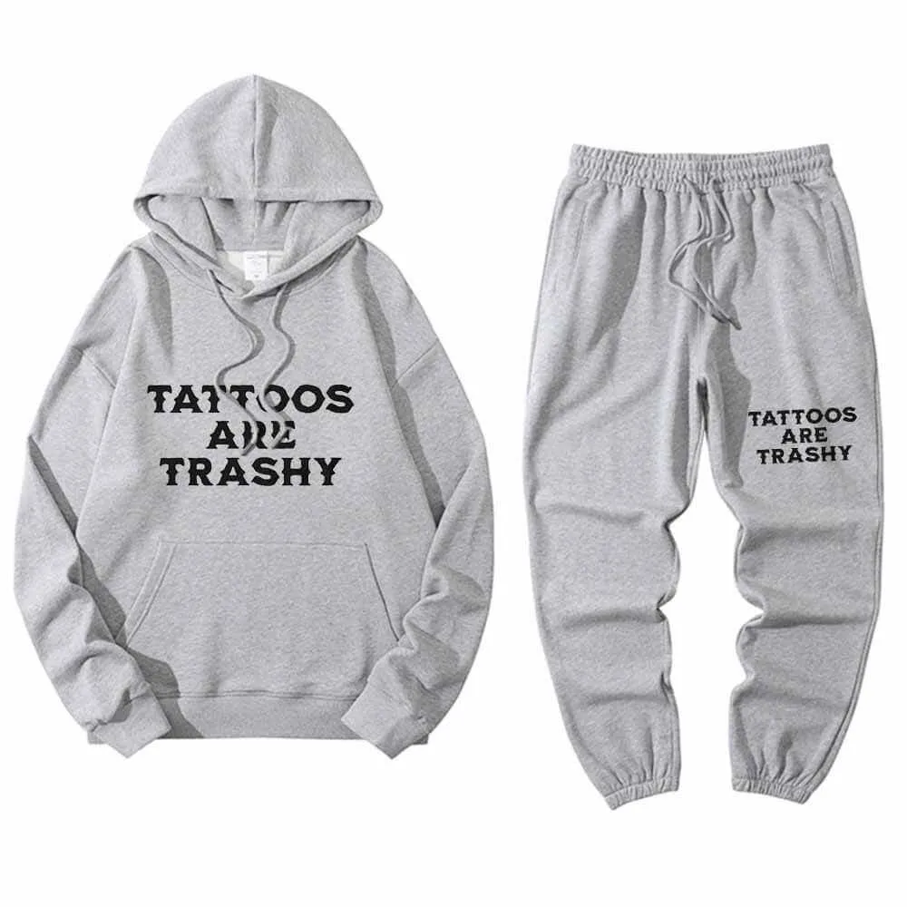 Multicolor Tattoos Are Trashy Crew Collar Hoodie Pants Set sold by GTHIC product image thumbnail 4