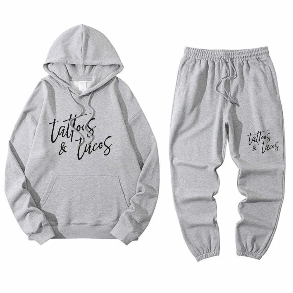 Multicolor Tattoos And Tacos Crew Collar Hoodie Pants Set sold by GTHIC product image thumbnail 4