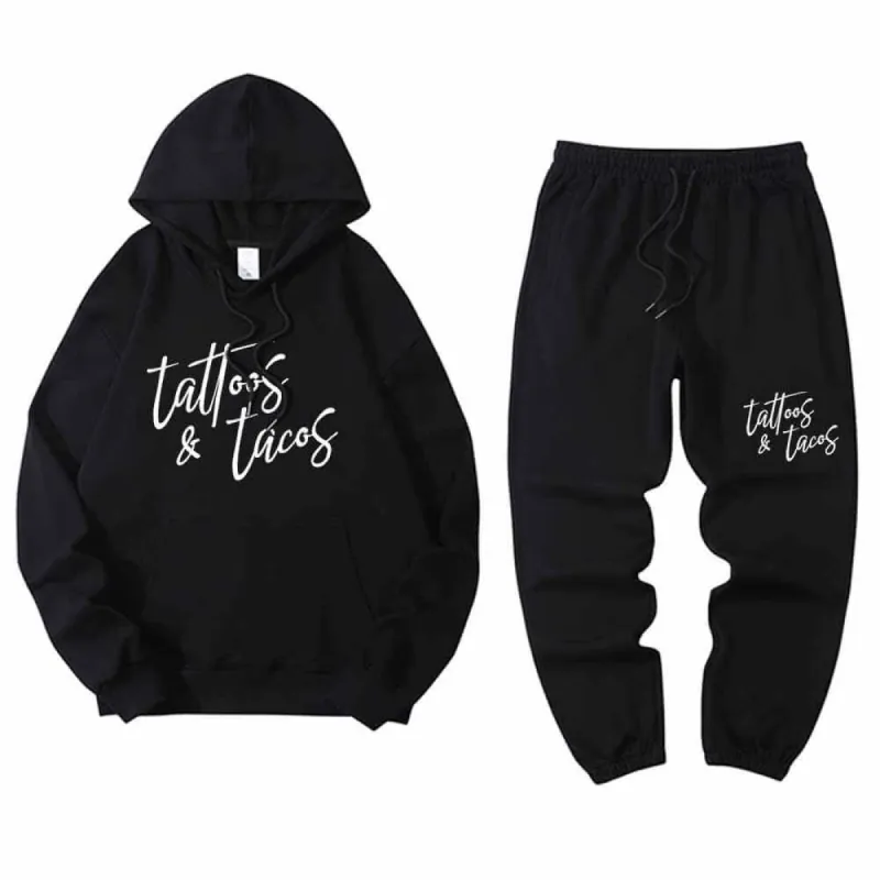 Multicolor Tattoos And Tacos Crew Collar Hoodie Pants Set sold by GTHIC