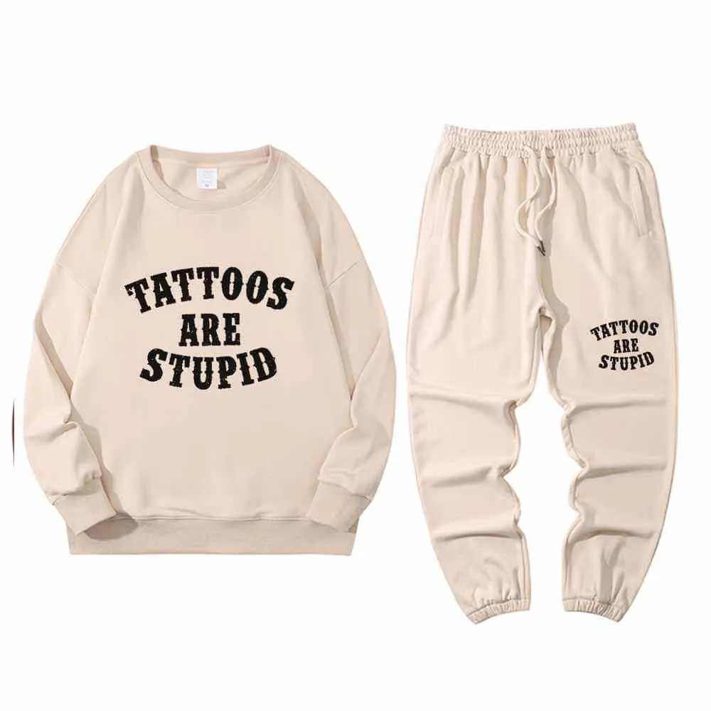 Multicolor Tattoos Are Stupid Crew Collar Sweatshirt Pants Set sold by GTHIC product image thumbnail 2
