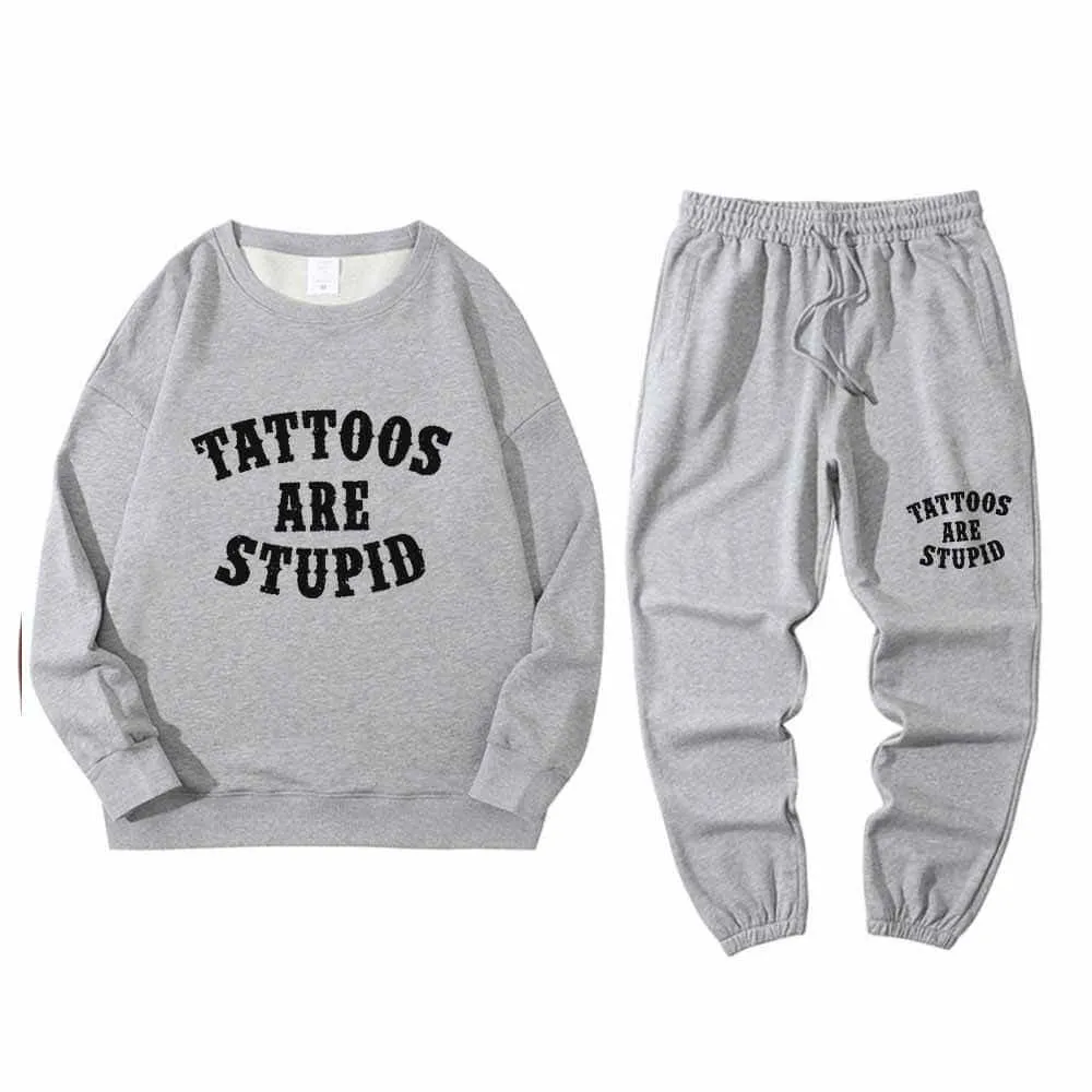 Multicolor Tattoos Are Stupid Crew Collar Sweatshirt Pants Set sold by GTHIC product image thumbnail 4