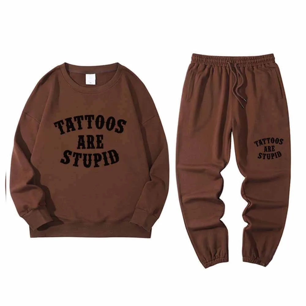 Multicolor Tattoos Are Stupid Crew Collar Sweatshirt Pants Set sold by GTHIC product image thumbnail 5