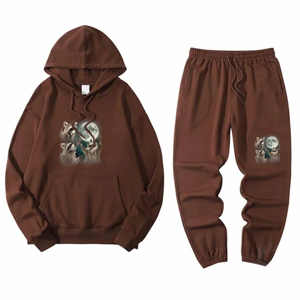 Raccoon Worshiping The Moon Hoodie Pants Set sold by GTHIC product image thumbnail 5
