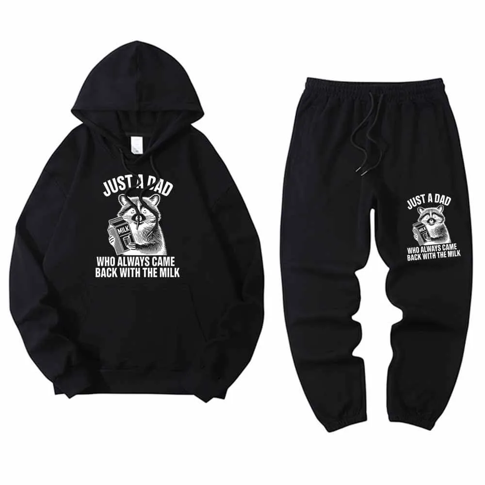 Just A Dad Raccoon Crew Collar Hoodie Pants Set sold by GTHIC