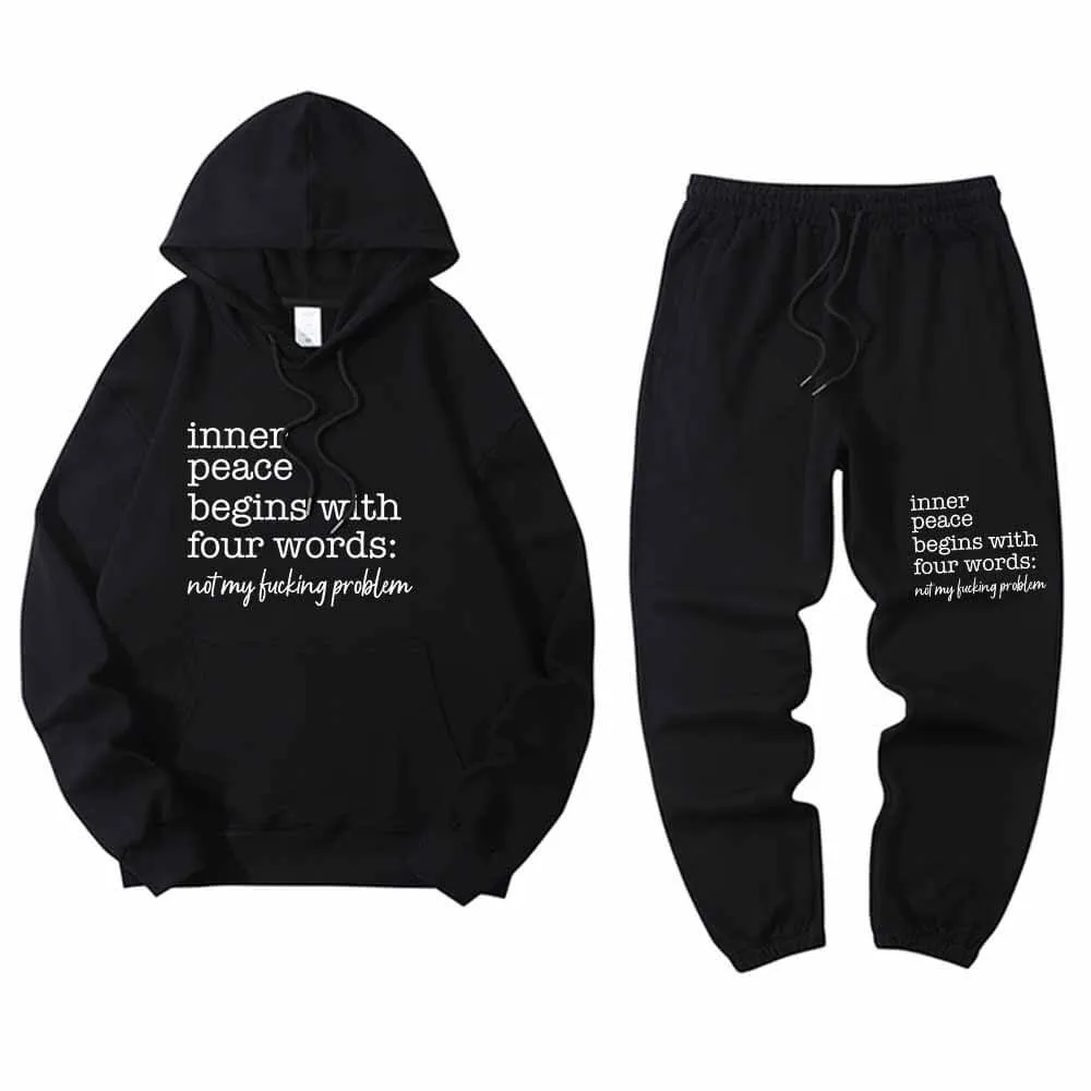 Inner Peace Begins With Four Word Hoodie Pants Set sold by GTHIC