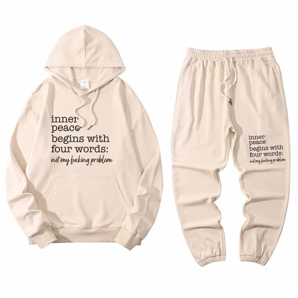 Inner Peace Begins With Four Word Hoodie Pants Set sold by GTHIC product image thumbnail 3