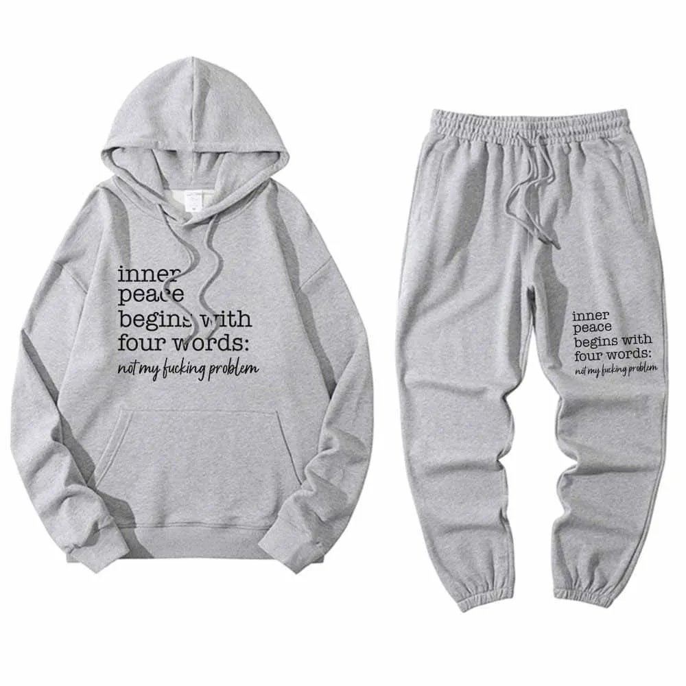 Inner Peace Begins With Four Word Hoodie Pants Set sold by GTHIC product image thumbnail 4