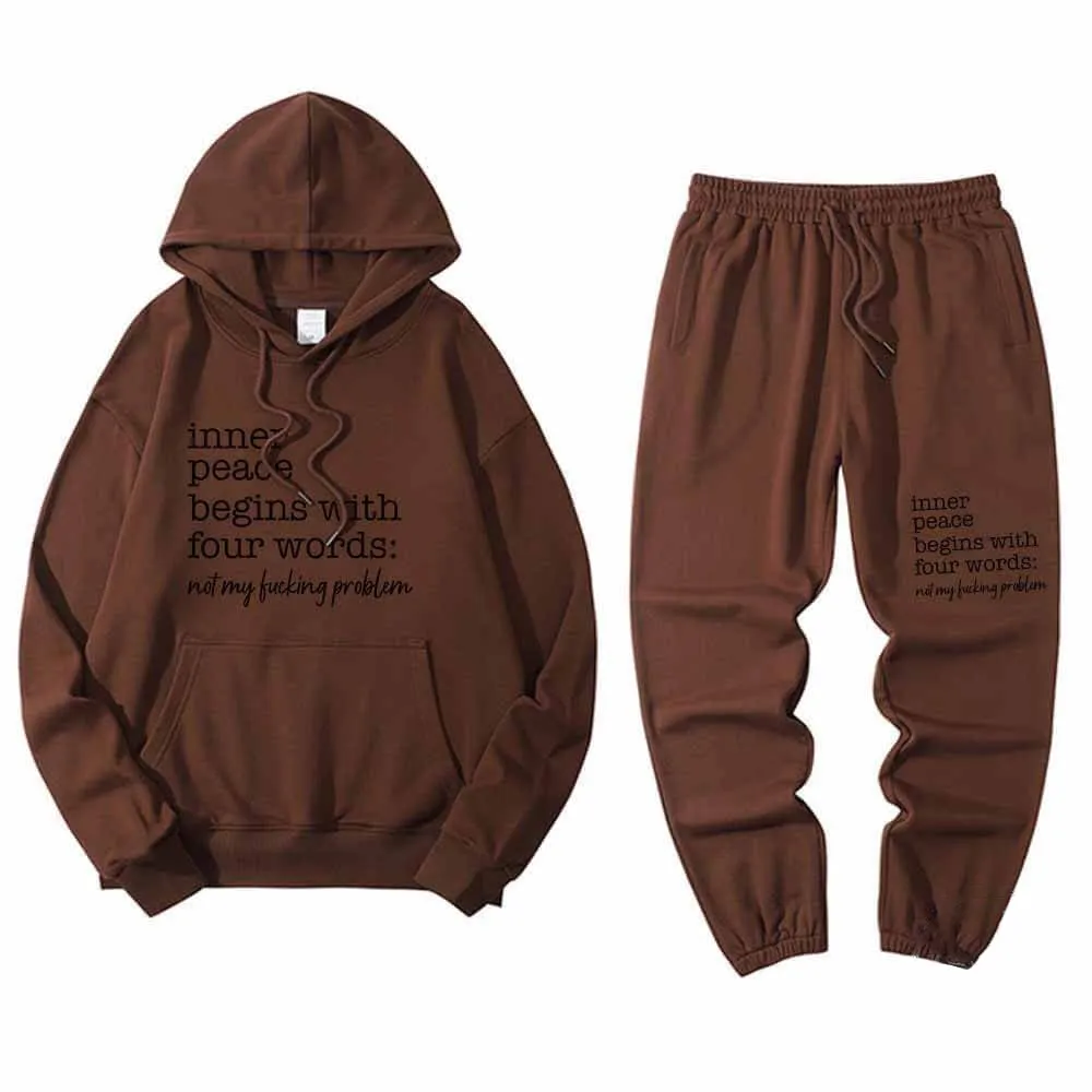 Inner Peace Begins With Four Word Hoodie Pants Set sold by GTHIC product image thumbnail 5