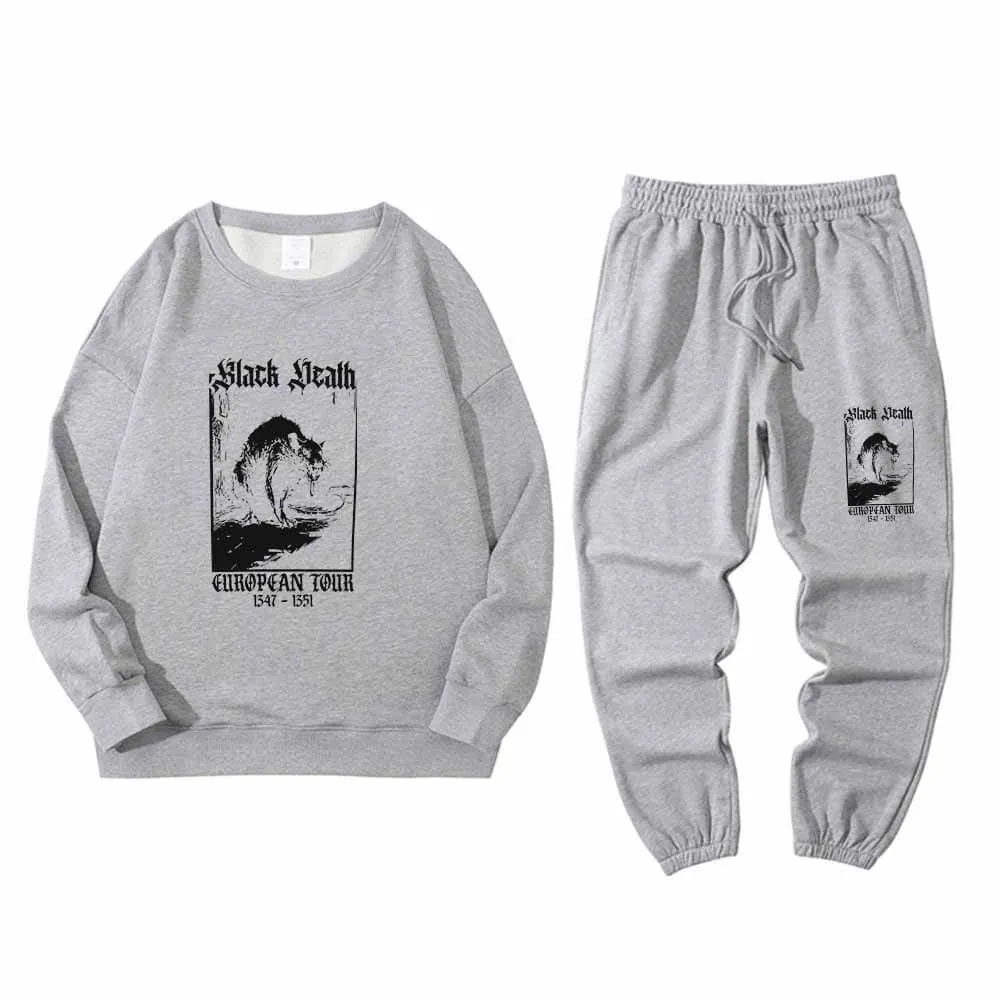 Black Death Rat Crew Collar Sweatshirt Pants Set sold by GTHIC product image thumbnail 3