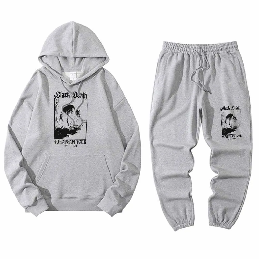 Black Death Rat Crew Collar Hoodie Pants Set sold by GTHIC product image thumbnail 4