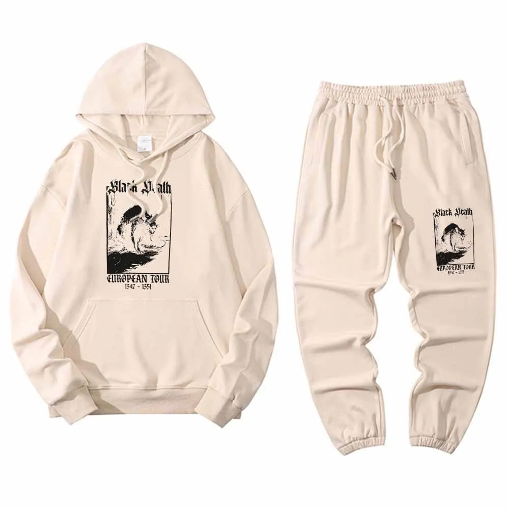 Black Death Rat Crew Collar Hoodie Pants Set sold by GTHIC product image thumbnail 3