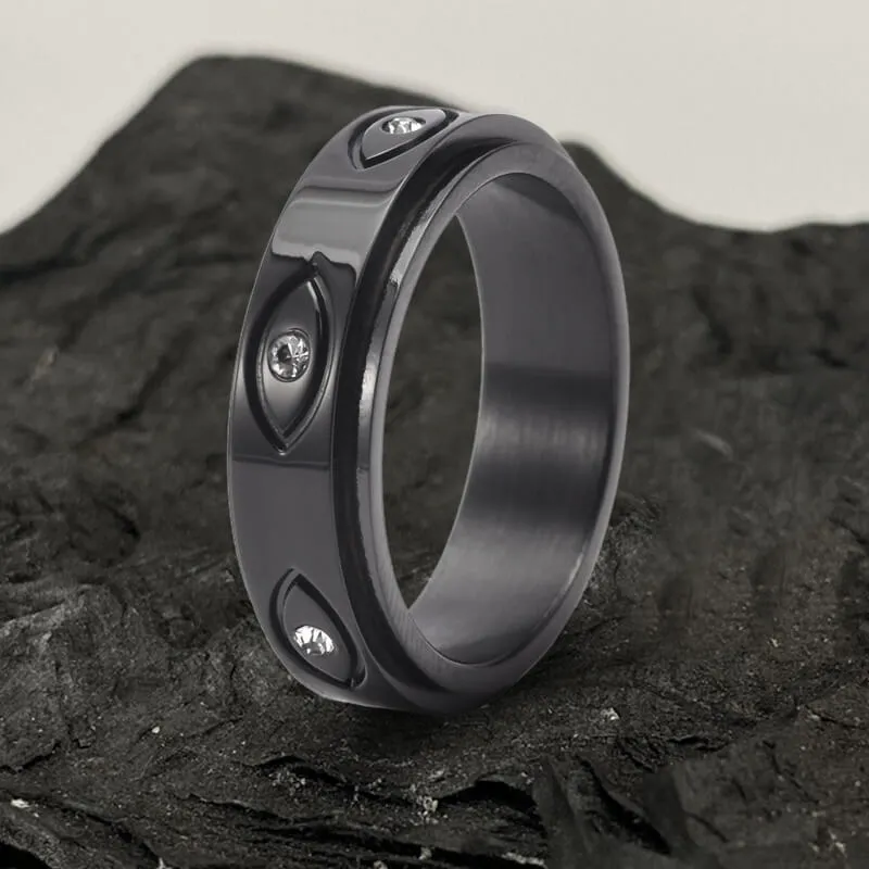 Vintage All-seeing Eye Stainless Steel Spinner Ring sold by GTHIC product image thumbnail 3