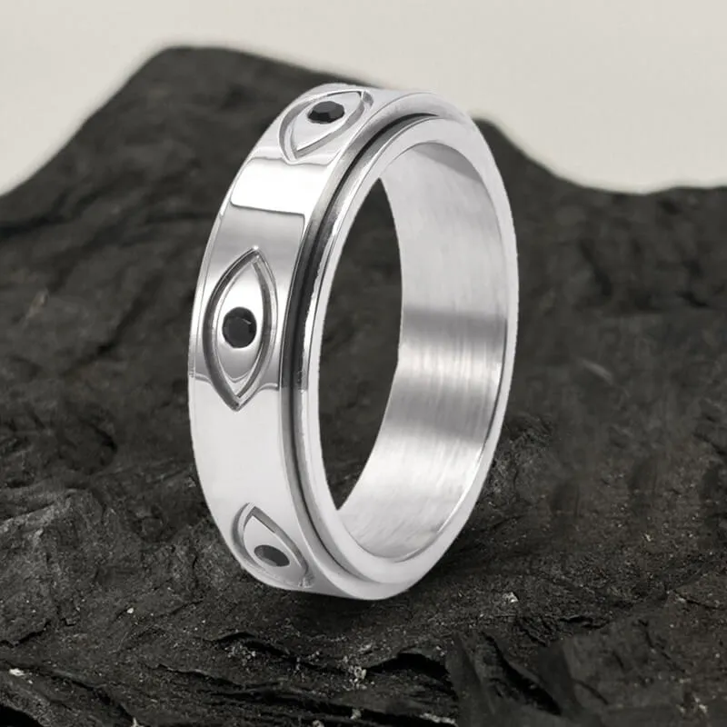 Vintage All-seeing Eye Stainless Steel Spinner Ring sold by GTHIC