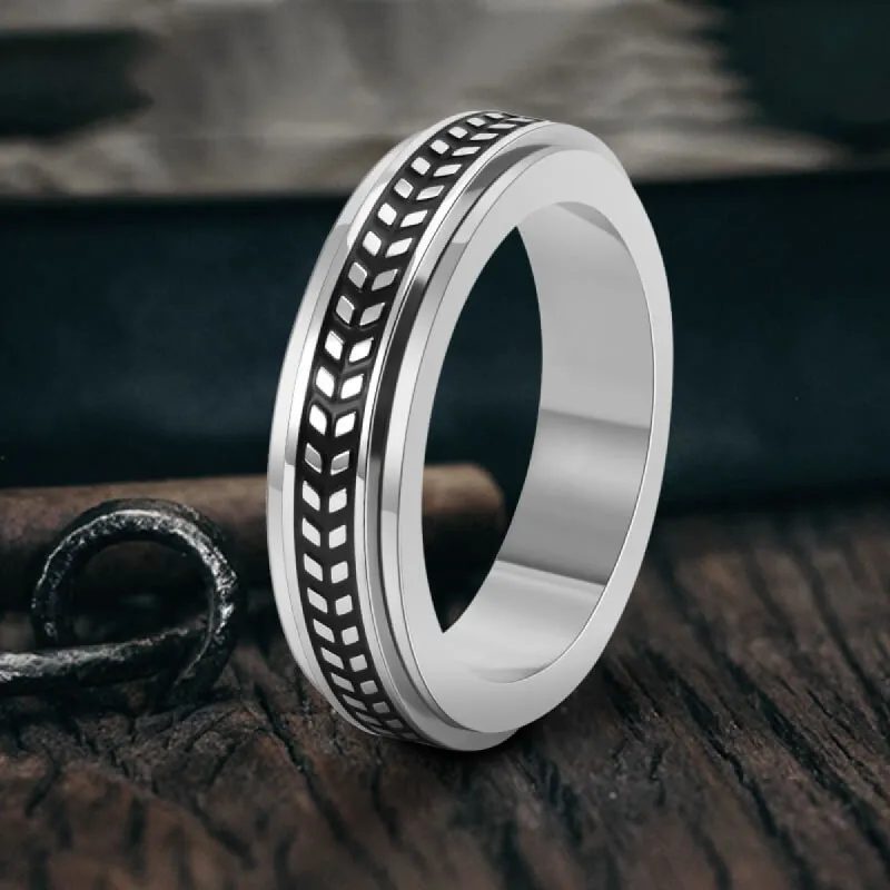 Olive Leaf Stainless Steel Spinner Ring sold by GTHIC